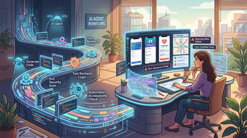 A human designer reviewing automated AI agent workflows for accessibility